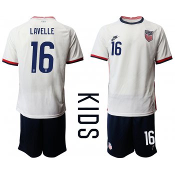 Youth 2020-2021 Season National team United States home white 16 Soccer Jersey