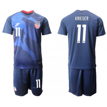 Men 2020-2021 Season National team United States away blue 11 Soccer Jersey