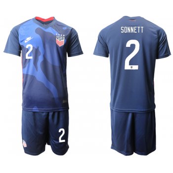 Men 2020-2021 Season National team United States away blue 2 Soccer Jersey