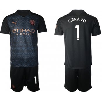 Men 2020-2021 club Manchester City away 1 black Soccer Jerseys