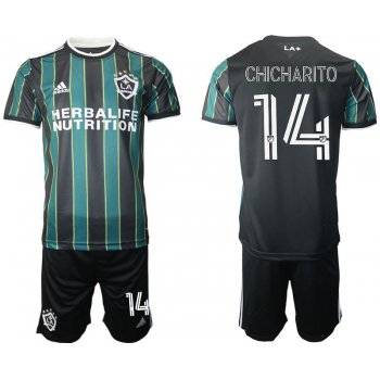 Men 2021-2022 Club Los Angeles Galaxy away black 14 Adidas Soccer Jersey