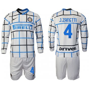 Men 2020-2021 club Inter milan away long sleeve 4 white Soccer Jerseys