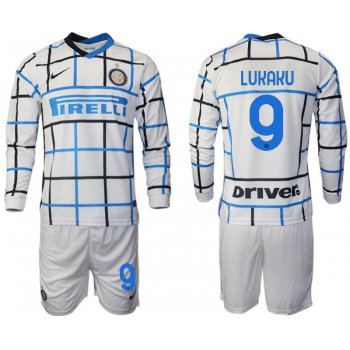 Men 2020-2021 club Inter milan away long sleeve 9 white Soccer Jerseys