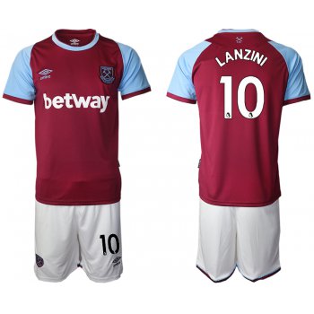 Men 2020-2021 club West Ham United home 10 red Soccer Jerseys