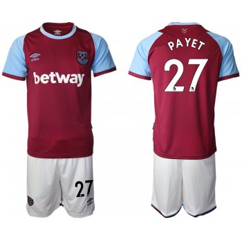 Men 2020-2021 club West Ham United home 27 red Soccer Jerseys