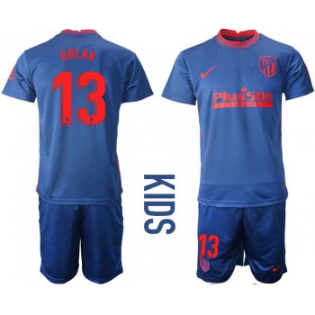 Youth 2020-2021 club Atletico Madrid away 13 blue Soccer Jerseys