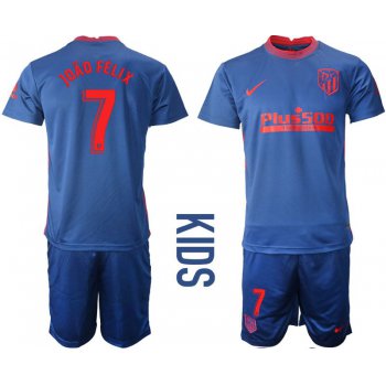 Youth 2020-2021 club Atletico Madrid away 7 blue Soccer Jerseys