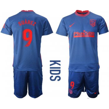 Youth 2020-2021 club Atletico Madrid away 9 blue Soccer Jerseys1