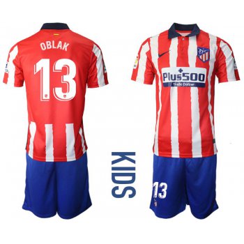 Youth 2020-2021 club Atletico Madrid home 13 red Soccer Jerseys