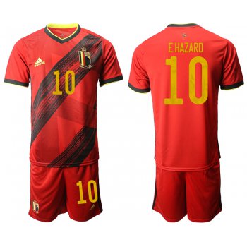 Men 2021 European Cup Belgium home red 10 Soccer Jersey