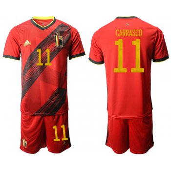 Men 2021 European Cup Belgium home red 11 Soccer Jersey