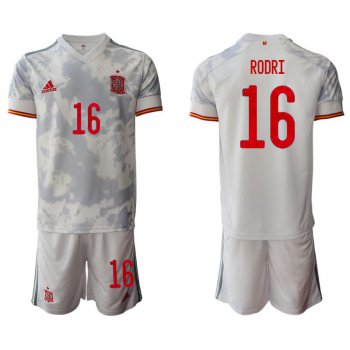 Men 2020-2021 European Cup Spain away white 16 Adidas Soccer Jersey