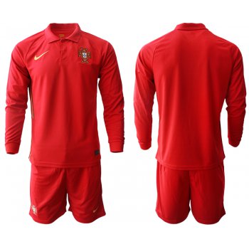 Men 2021 European Cup Portugal home red Long sleeve Soccer Jersey