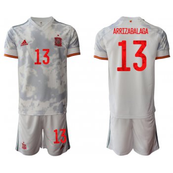 Men 2021 European Cup Spain away white 13 Soccer Jersey