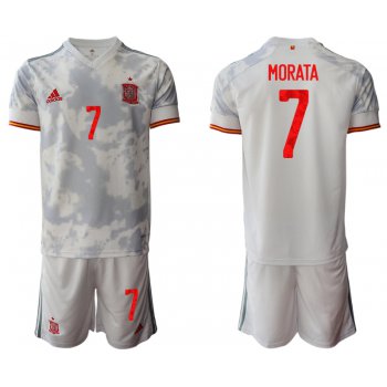 Men 2021 European Cup Spain away white 7 Soccer Jersey