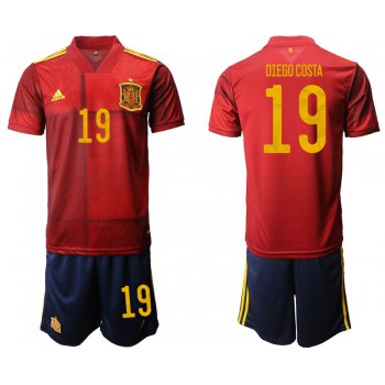 Men 2021 European Cup Spain home red 19 Soccer Jersey