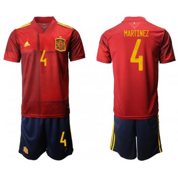 Men 2021 European Cup Spain home red 4 Soccer Jersey