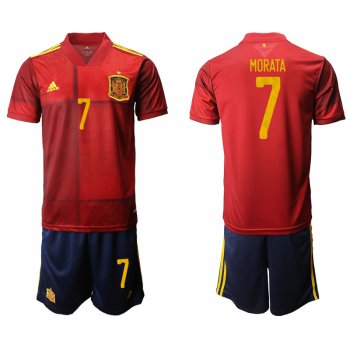 Men 2021 European Cup Spain home red 7 Soccer Jersey