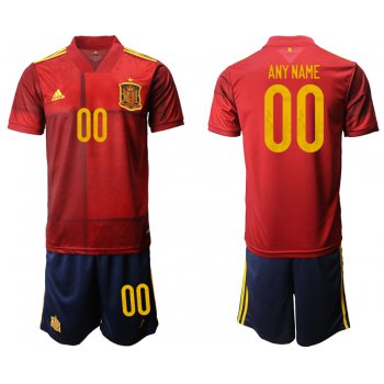 Men 2021 European Cup Spain home red customized Soccer Jersey