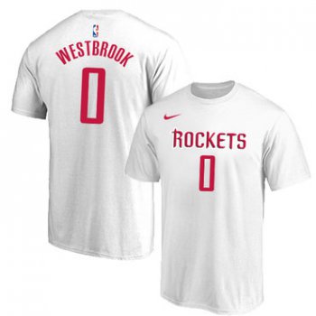 Houston Rockets 0 Russell Westbrook White Nike T-Shirt