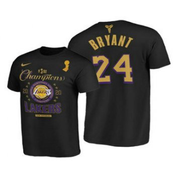 Los Angeles Lakers #24 Kobe Bryant 2020 NBA Finals Champions Black Locker Room T-Shirt