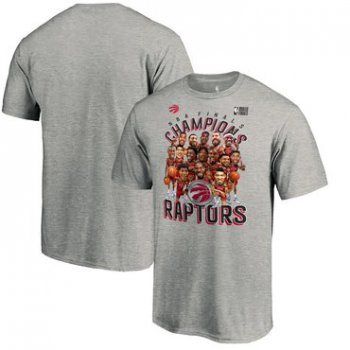 Toronto Raptors Fanatics Branded 2019 NBA Finals Champions Caricature Roster T-Shirt Heather Charcoal