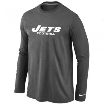 Nike New York Jets Authentic font Long Sleeve T-Shirt D.Grey