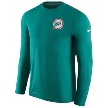 Men's Miami Dolphins Nike Aqua Coaches Retro Long Sleeve T-Shirt