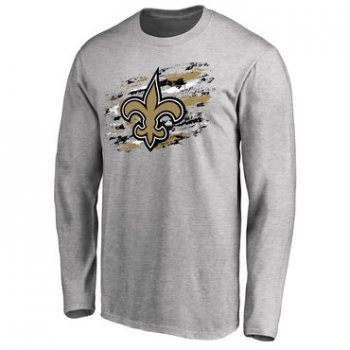 Men's New Orleans Saints NFL Pro Line Ash True Colors Long Sleeve T-Shirt