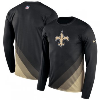 Men's New Orleans Saints Nike Black Sideline Legend Prism Performance Long Sleeve T-Shirt