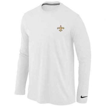 New Orleans Sains Logo Long Sleeve T-Shirt White