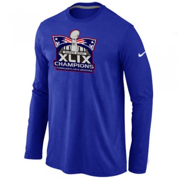 Nike New England Patriots Majestic Blue Super Bowl XLIX Champion Mark Long Sleeve T-Shirts