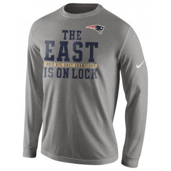 Nike Patriots Grey 2015 AFC East Champions Men's Long Sleeve T-Shirt