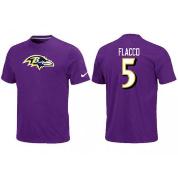 Nike Baltimore Ravens 5 Flacco Name & Number T-Shirt- Purple