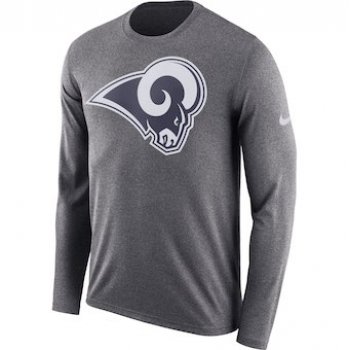 Men's Los Angeles Rams Nike Heathered Charcoal Fan Gear Primary Logo Long Sleeve Performance T-Shirt