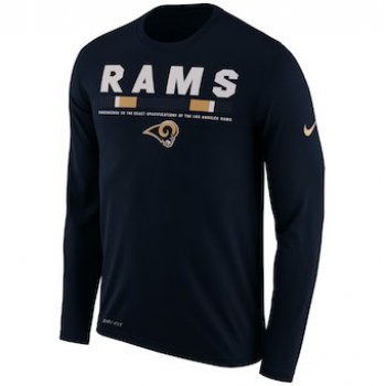 Men's Los Angeles Rams Nike Navy Sideline Legend Staff Performance Long Sleeve T-Shirt