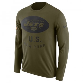 New York Jets Nike Salute To Service Sideline Legend Performance Long Sleeve T-Shirt Olive