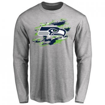 Men's Seattle Seahawks NFL Pro Line Ash True Colors Long Sleeve T-Shirt