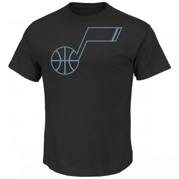 Men's Utah Jazz Majestic Black Tek Patch Reflective T-Shirt