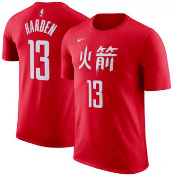 Men's Houston Rockets 13 James Harden Nike Red City Edition Name & Number Performance T-Shirt