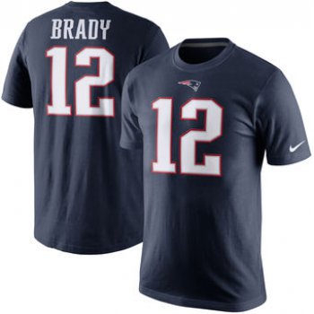 Men's New England Patriots 12 Tom Brady Nike Navy Blue Player Pride Name & Number T-Shirt