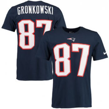 Men's New England Patriots 87 Rob Gronkowski Nike Navy Blue Player Pride Name & Number T-Shirt