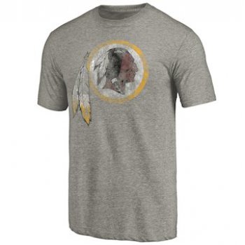 Men's Washington Redskins NFL Pro Line Heathered Gray Distressed Primary Logo Tri-Blend T-Shirt