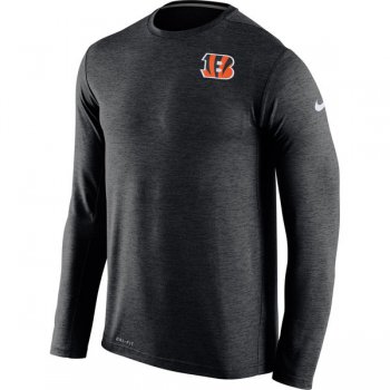 Men's Cincinnati Bengals Nike Black Dri FIT Touch Long Sleeve Performance T-Shirt