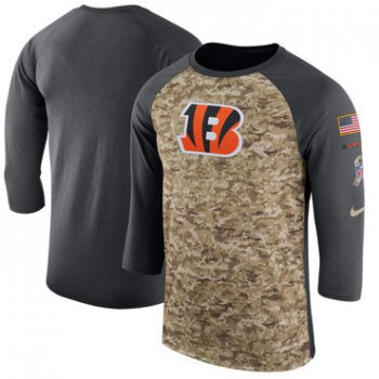 Men's Cincinnati Bengals Nike Camo Anthracite Salute to Service Sideline Legend Performance Three-Quarter Sleeve T Shirt