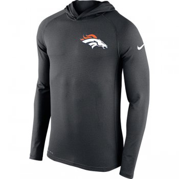 Men's Denver Broncos Nike Charcoal Stadium Touch Hooded Performance Long Sleeve T-Shirt