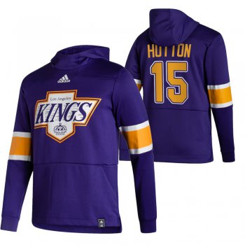 Los Angeles Kings #15 Ben Hutton Adidas Reverse Retro Pullover Hoodie Purple