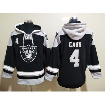 Men's Oakland Raiders 4 Derek Carr NEW Black Pocket Stitched NFL Pullover Hoodie