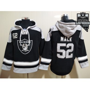 Men's Oakland Raiders #52 Khalil Mack NEW Black 2020 Inaugural Season Pocket Stitched NFL Pullover Hoodie