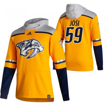 Nashville Predators #59 Roman Josi Adidas Reverse Retro Pullover Hoodie Gold